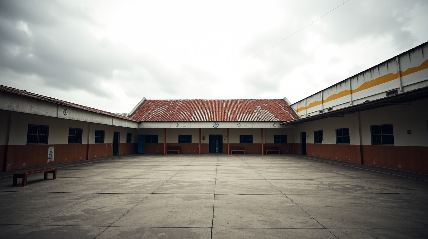 Escuela de Acapulco con techo de lámina dañado por el huracán Otis