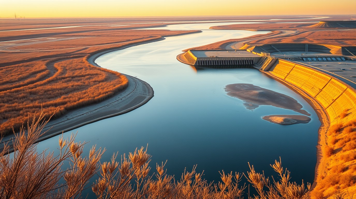 Embalse del Río Bravo en la frontera entre México y Estados Unidos