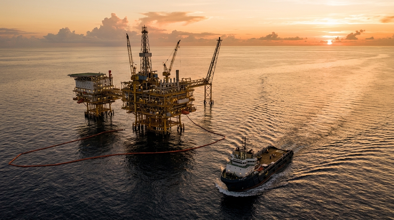 Ducto submarino de Pemex en el Golfo de México tras fuga frente a Campeche